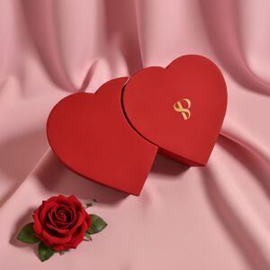 Heart Shaped Double Box with Tray, Romantic Design, Heartbeat Motif, Gift Box for Love ones