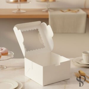 White Cake Box with Window, Disposable Bakery Boxes for Cupcakes and Pastries