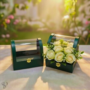 Luxury Transparent Gift Box with Custom Branding | Premium Clear Chest-Style Packaging for Flowers, Jewelry, Perfumes & Luxury Gifts